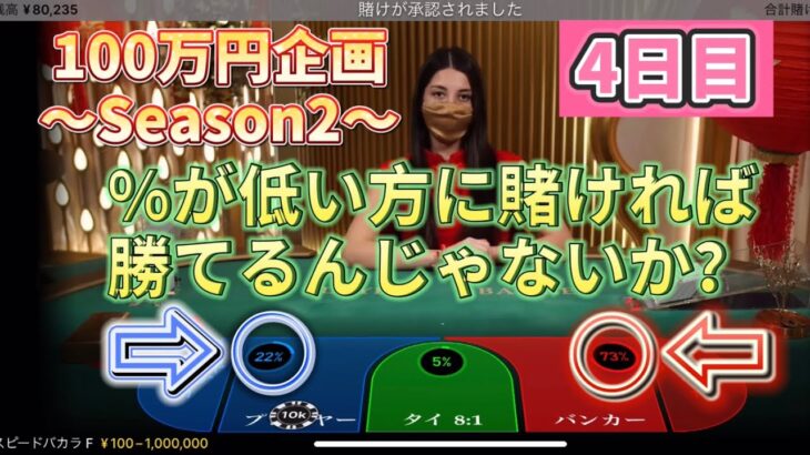 【4日目】ガチで100万円目指します〜Season2〜 【オンラインカジノ】【バカラ】【検証】